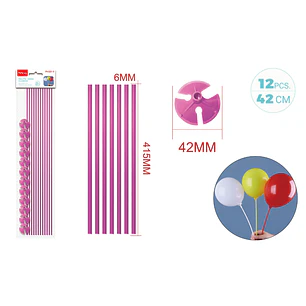 Varillas De Globo Rosado 42Cm 12 Unidades