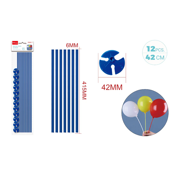 Varillas De Globo Azul 42Cm 12 Unidades 1
