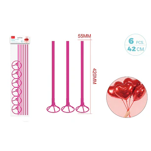Varillas De Globo Metalizado Fucsia 42Cm 6 Unidades