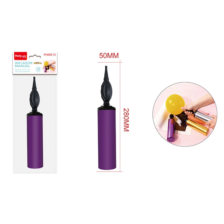 Inflador Manual Metal Morado 28Cm 1