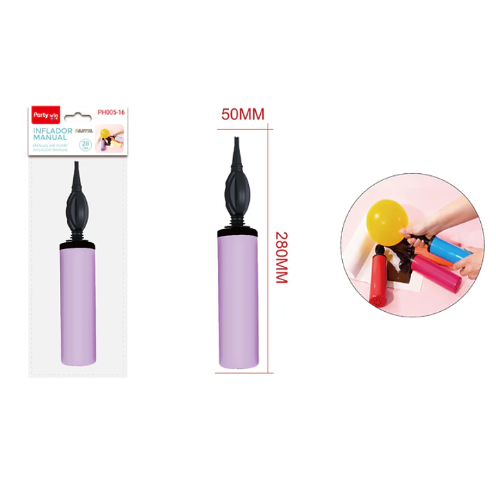 Inflador Manual Morado Pastel 28Cm 1