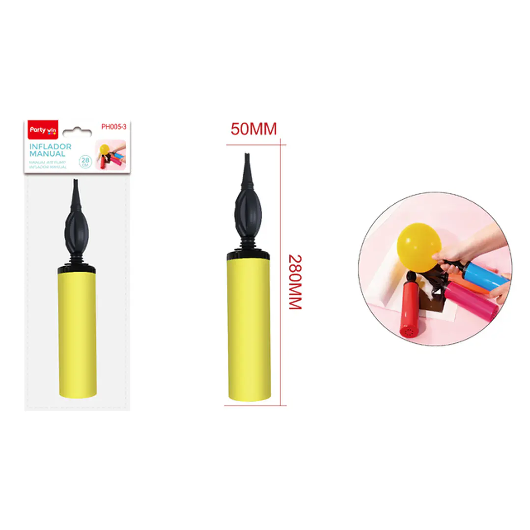 Inflador Manual Amarillo Claro 28Cm 1