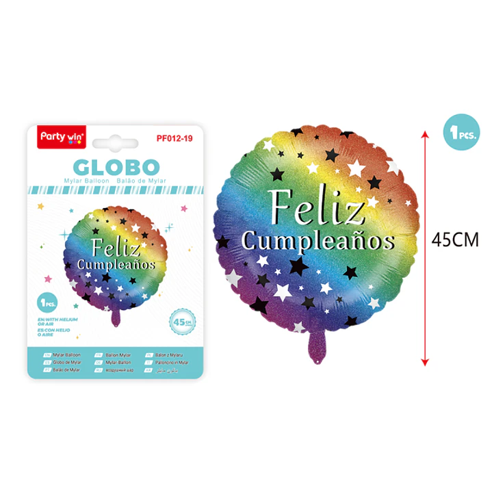 Globo Metal F.Cumple Degradado 45Cm 1