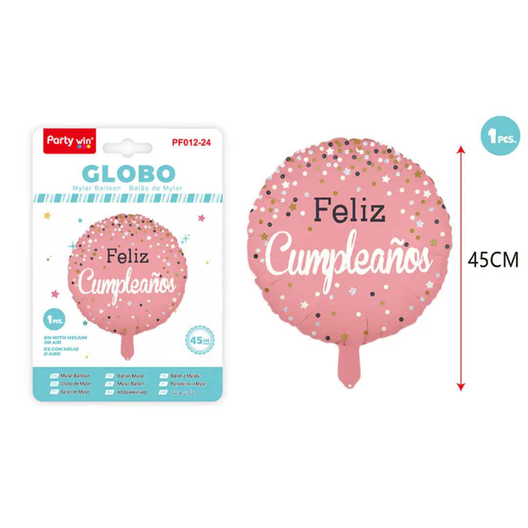 Globo Metal F.Cumple Rosado 45Cm 1