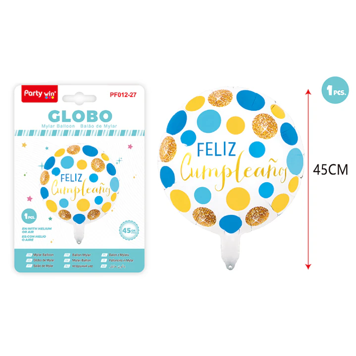 Globo Metal F.Cumple Azul 45Cm 1