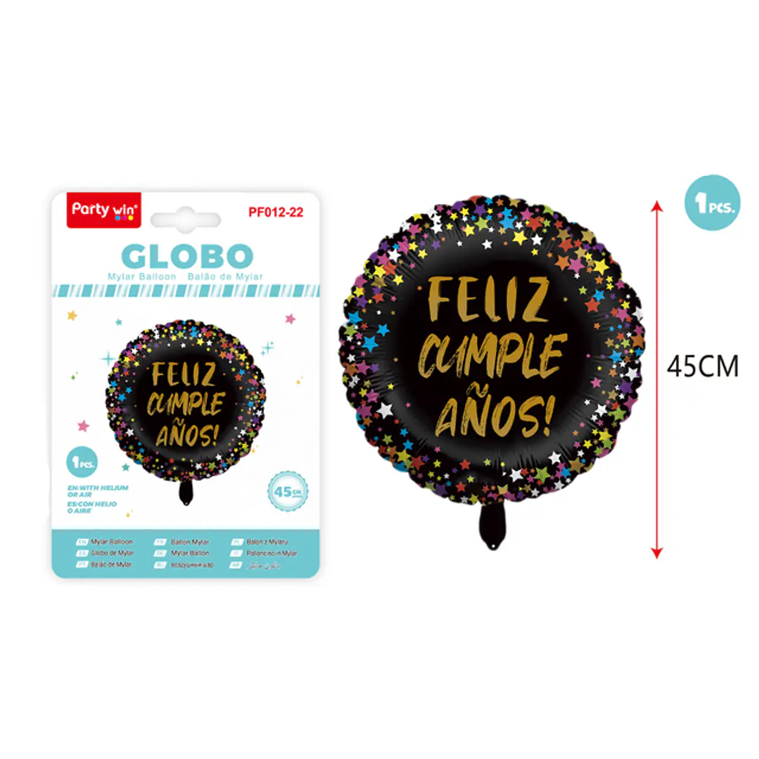 Globo Metal F.Cumle Negro 45Cm 1