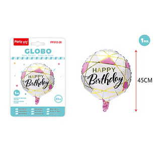 Globo Metalizado F.Cumple Rosado Blanco 45Cm