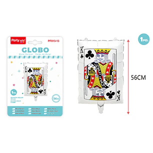 Globo Metalizado Poker Treboles K 56Cm
