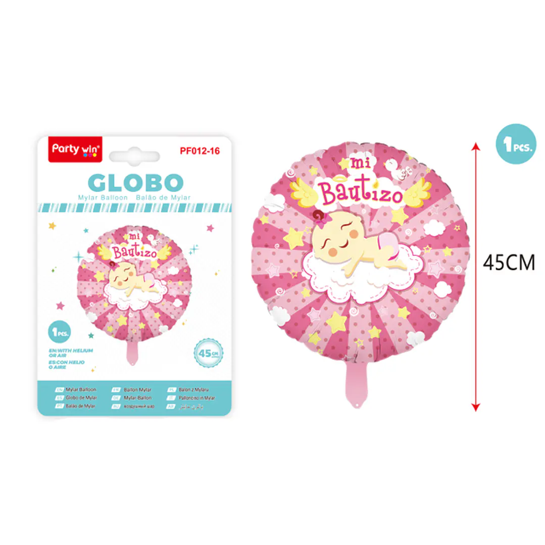 Globo Metal Mi Bautizo Nina 45Cm 1