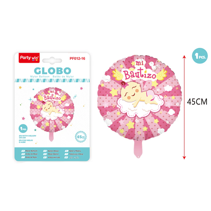 Globo Metal Mi Bautizo Nina 45Cm 1