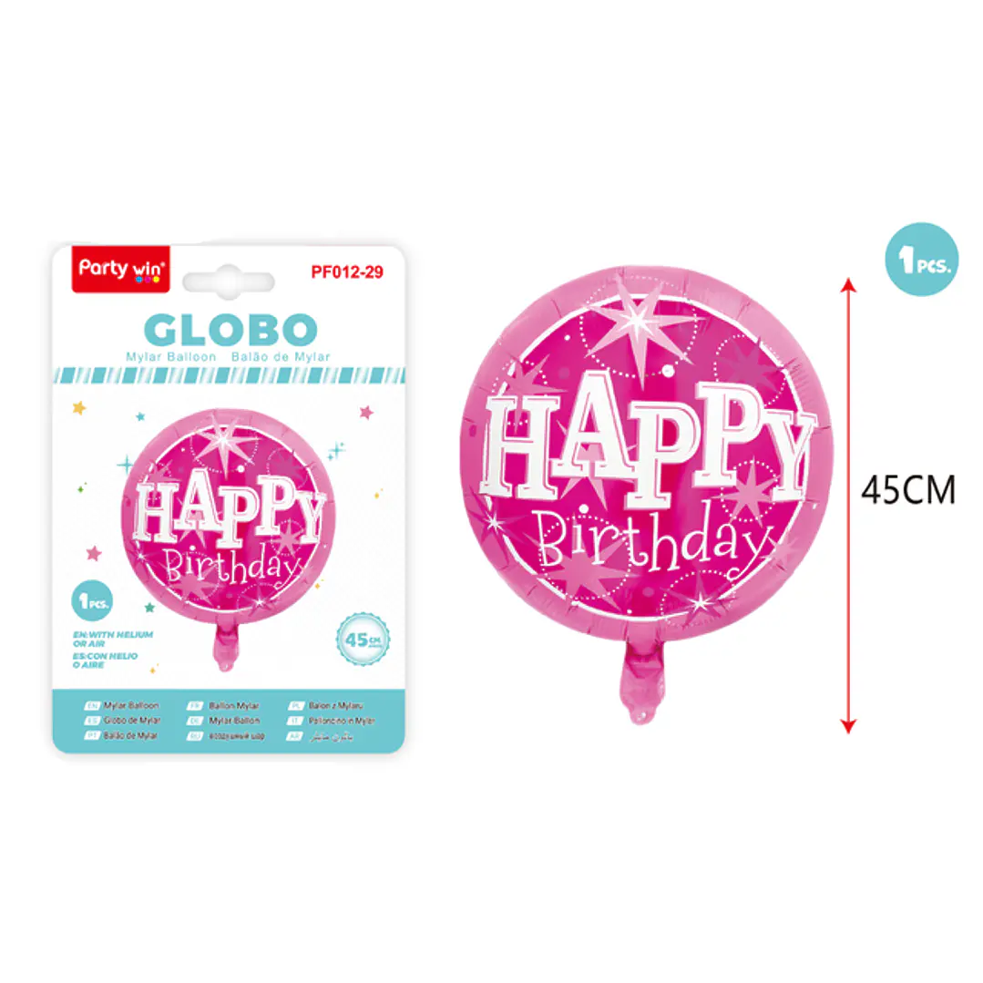 Globo Metal F.Cumple Rosado 45Cm 1