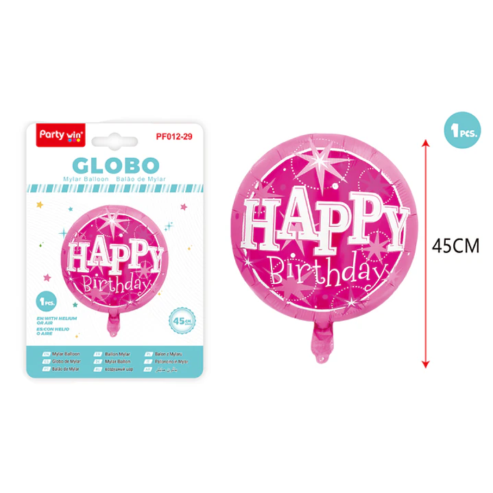 Globo Metal F.Cumple Rosado 45Cm 1