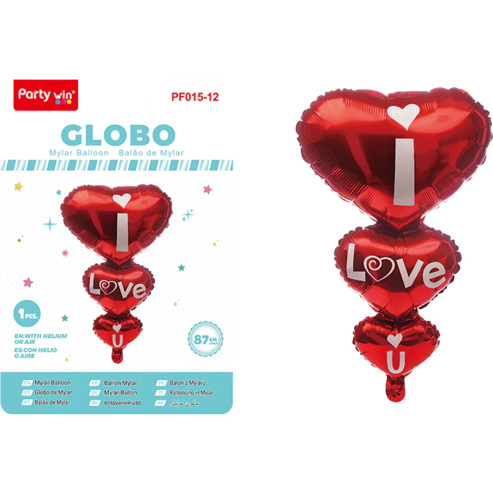 Globo Metal Tres Corazon 87Cm 1
