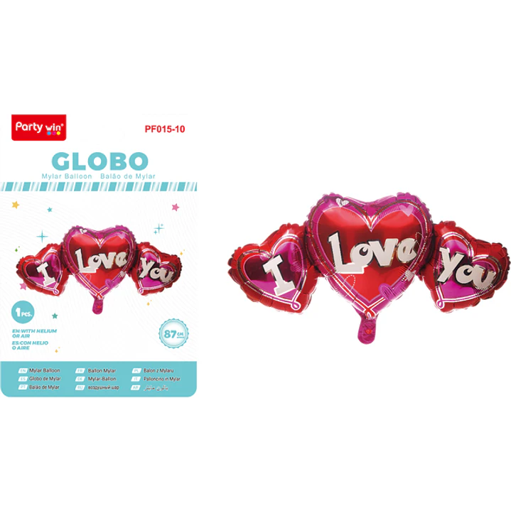 Globo Metal Tres Corazon 87Cm 1