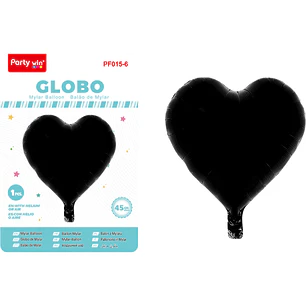 Globo Metalizado Corazon Negro 45Cm