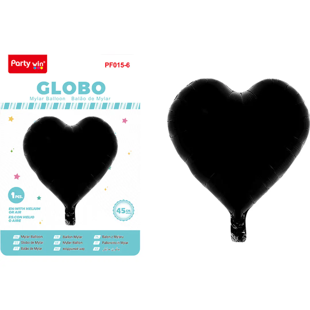 Globo Metal Corazon Negro 45Cm 1