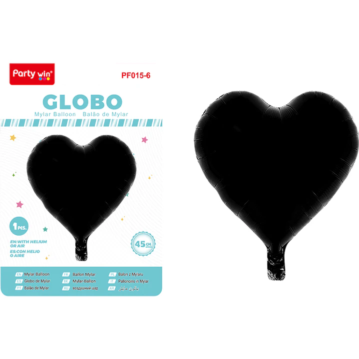 Globo Metal Corazon Negro 45Cm 1