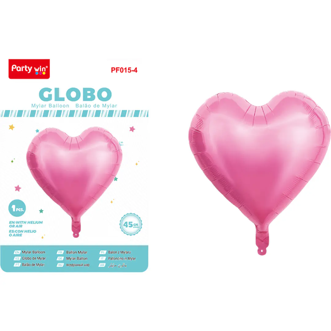 Globo Metal Corazon Rosado 45Cm 1