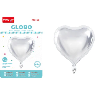 Globo Metalizado Corazon Plateado 45Cm