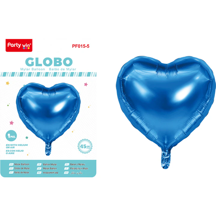 Globo Metal Corazon Celeste 45Cm 1