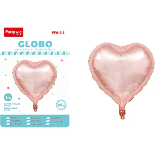Globo Metalizado Corazon Rosadorado 45Cm