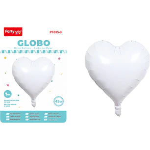 Globo Metalizado Corazon Blanco 45Cm