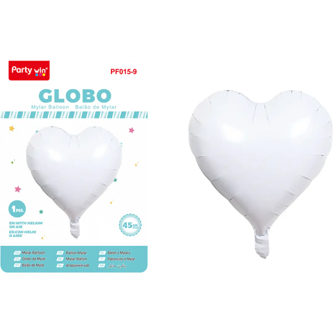 Globo Metal Corazon Blanco 45Cm 1