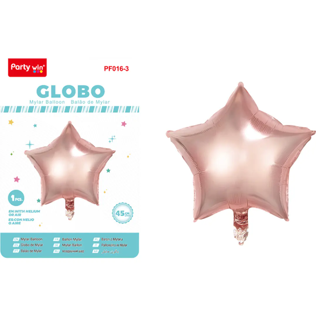 Globo Metal Estrellas Rosadorado 45Cm 1