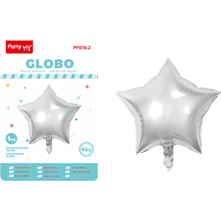 Globo Metal Estrellas Plateado 45Cm 1