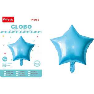 Globo Metal Estrellas Celeste Claro 45Cm