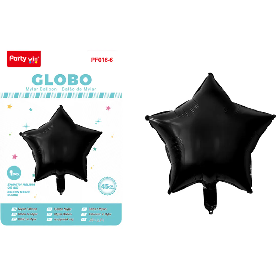 Globo Metal Estrellas Negro 45Cm 1