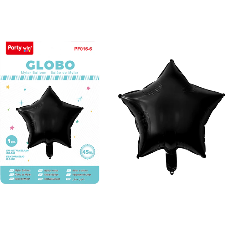 Globo Metal Estrellas Negro 45Cm 1