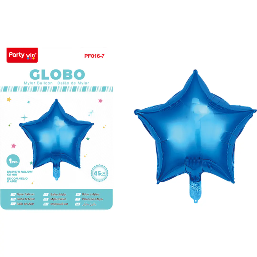 Globo Metal Estrellas Celeste 45Cm 1