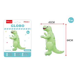 Globo Metal Vertical Dinosaurio Verde 64*45Cm