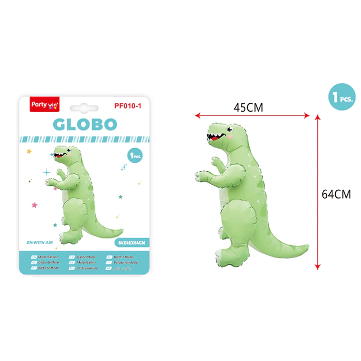 Globo Metal Vertical Dinosaurio Verde 64*45Cm 1