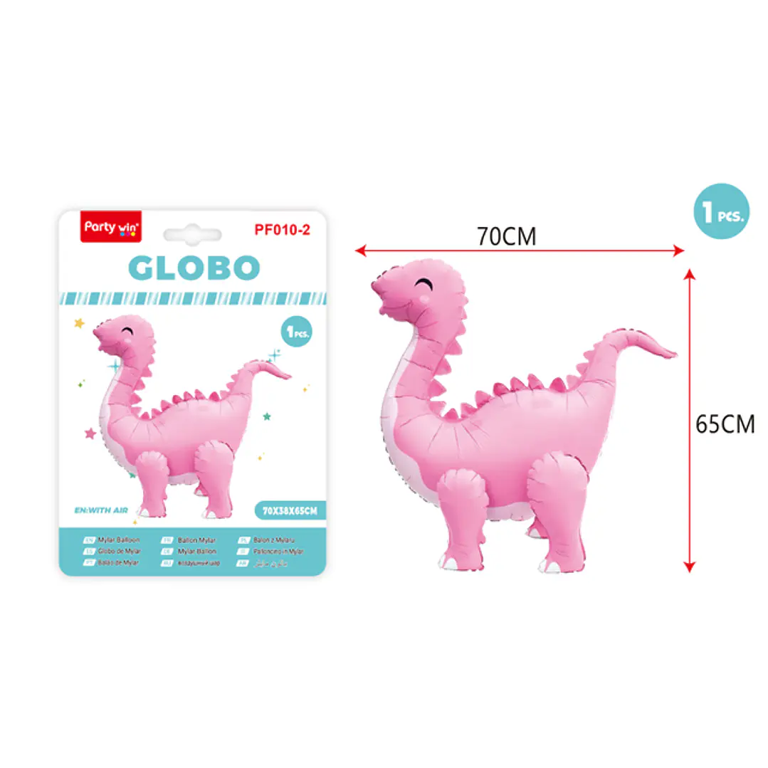 Globo Metal Vertical Dinosaurio Rosado 65*70Cm 1
