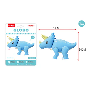 Globo Metal Vertical Dinosaurio Azul 54*79Cm