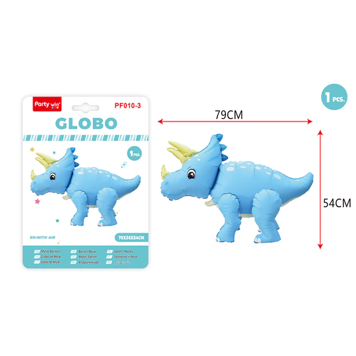 Globo Metal Vertical Dinosaurio Azul 54*79Cm 1