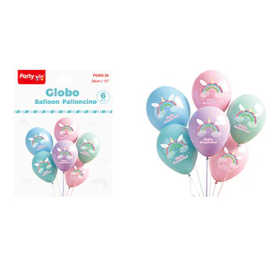 Globos Estampado F.Cumple Arcoiris 30Cm 6 Unidades