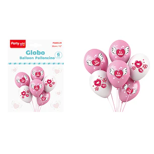 Globos Estampado Te Amo 30Cm 6 Unidades