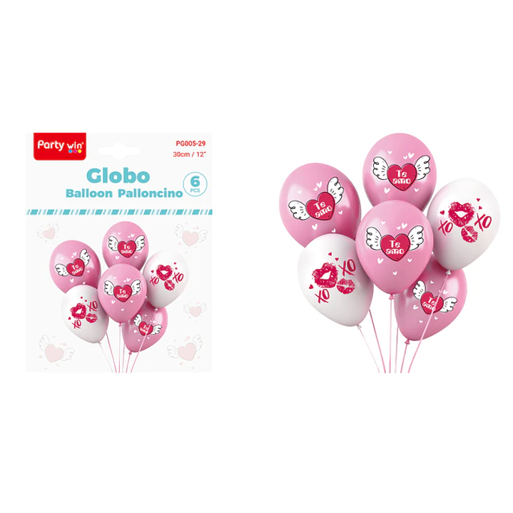 Globos Estampado Te Amo 30Cm 6 Unidades 1