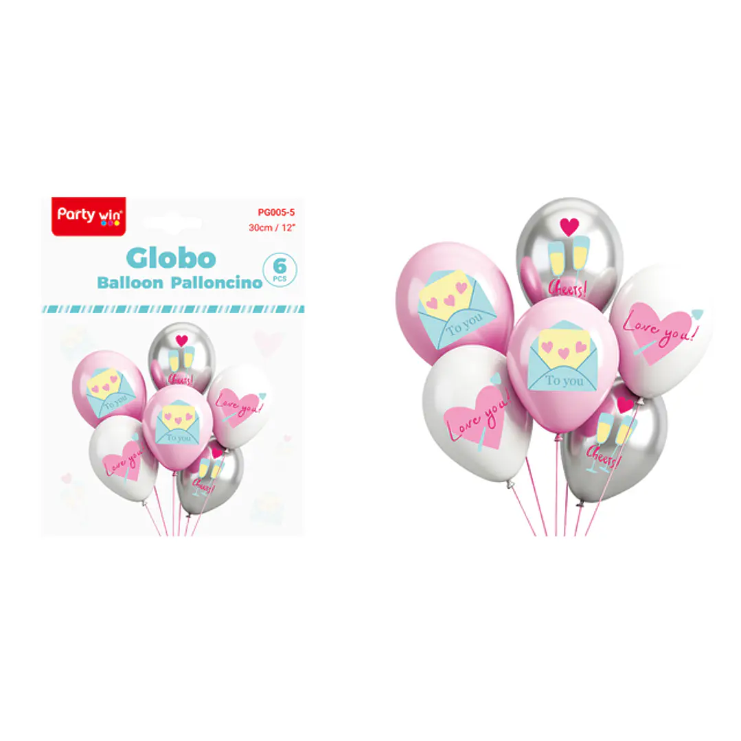Globos Estampado Love You 30Cm 6 Unidades 1