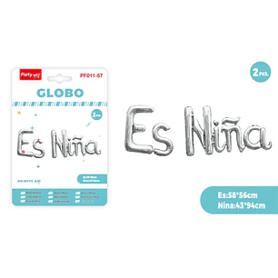 Globos Metal Es Niña Plateado 2 Unidades