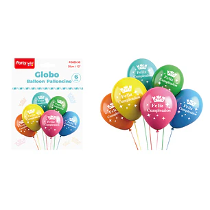 Globos Estampado F.Cumple Corona 30Cm 6 Unidades