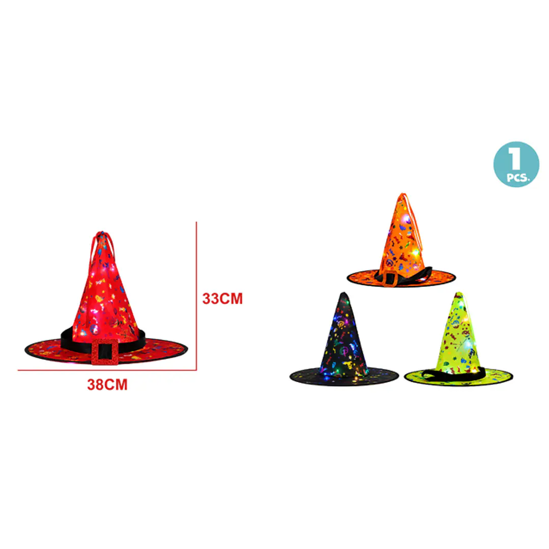 Sombrero Bruja Con Luz Halloween 33Cm 1
