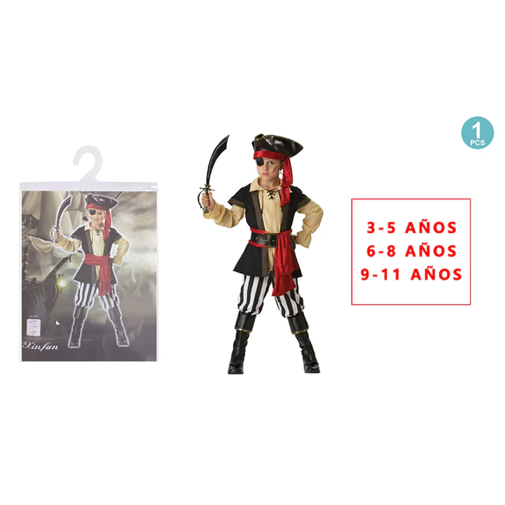 Disfraz De Pirata Talla Niños Halloween 1