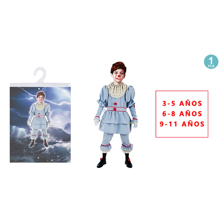 Disfraz Payaso Siniestro Talla Niños Halloween 1