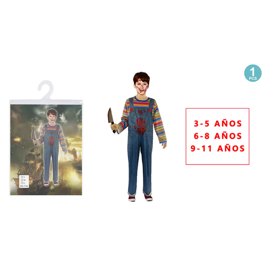 Disfraz De Muñeco Diabolico Talla Niño Halloween  1