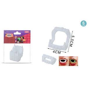 Dientes Vampiro Blanco Fluorescentes Halloween 6 Unidades