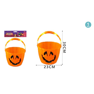 Balde Para Dulces Calabaza C/Luz Halloween